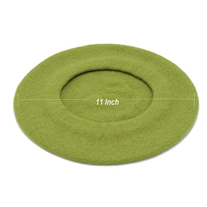 Wheebo Wool Beret Hat,Solid Color French Style Winter Warm Cap for Women Girls Lady - color: Green