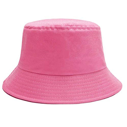 Bucket Hat for Women Men, Reversible Cotton Summer Sun Beach Cap Solid Color Style - color: A-hot Pink
