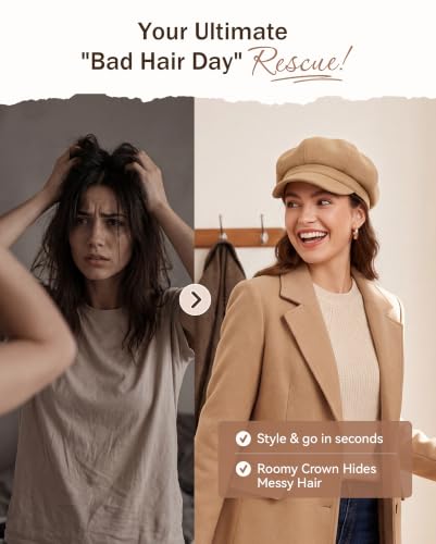 American Trends Newsboy Hats for Women Baker Boy Cap Fall Winter Beret - color: A Camel