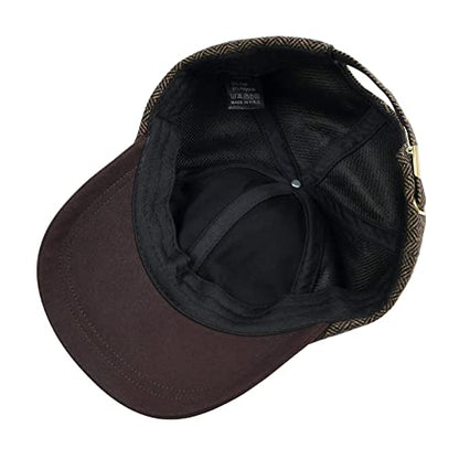 BOTVELA Men Wool Adjustable Tweed Baseball Cap - color: P Herringbone Khaki