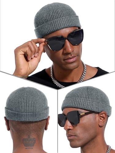 vidsel Thin Wool Fisherman Beanie Hat for Men Women Fall Winter Fashion Cap - color: 1-grey