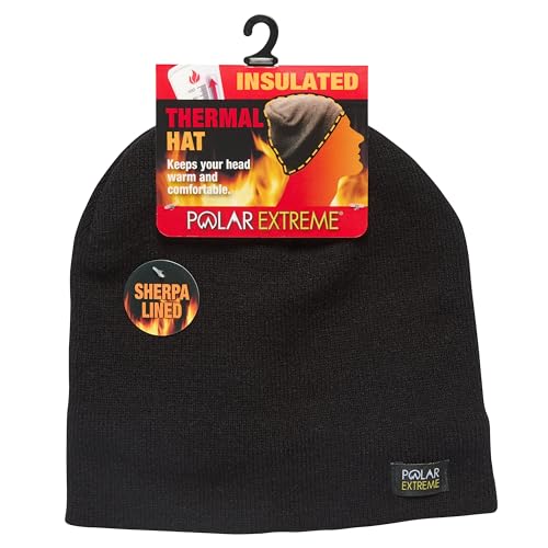 Polar Extreme Men's Sherpa-Lined Knit Winter Hat – Warm, Gift for Dad, Cold Weather - color: Black Pull