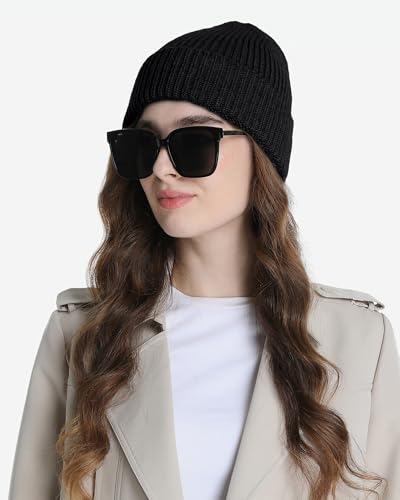 Wool Beanie for Men Women, Seamless Knit Cuffed Warm Winter Hats - color: 1pcs-carbon Gray