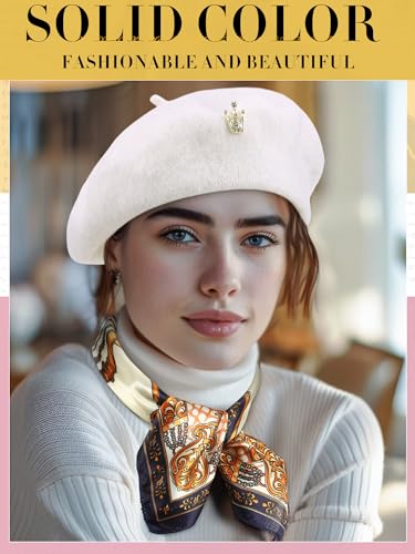 3 Pcs Beret Hats for Women - color: Cream White