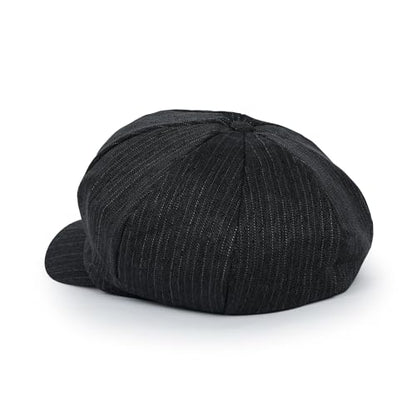 ililily Washed Cotton Newsboy Cabbie Cap Corduroy Duck Bill Flat Hunting Hat - color: Herringbone Dark Grey