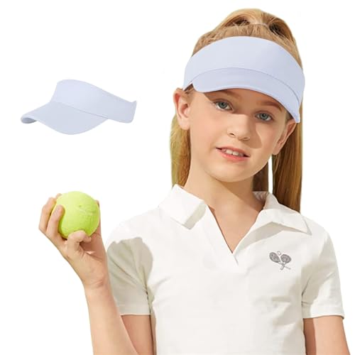 Century Star Kids Visor Sun Hat | UPF 50+ Adjustable Sports Cap for Girls & Boys | High Ponytail Tennis Golf Beach Running - color: White, size: 6-12 Years