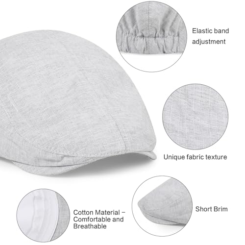 3Pcs Cotton Newsboy Hat for Men Cool Adjustable Flat Cap - color: Cm2-blue+darkgrey+white