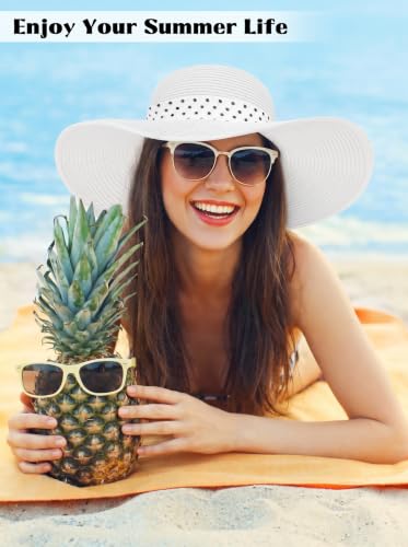 Sun Beach Straw Hats for Women, Summer Wide Brim Hat - color: Off-white, size: Large