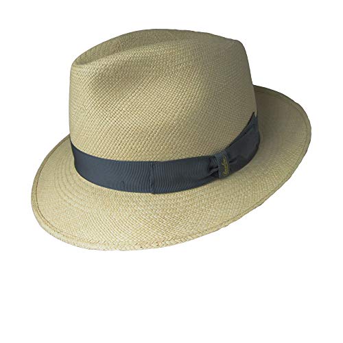 Borsalino FINO Panama Fedora 2 1/2″ Brim (59, Natural with Girgio Hatband)