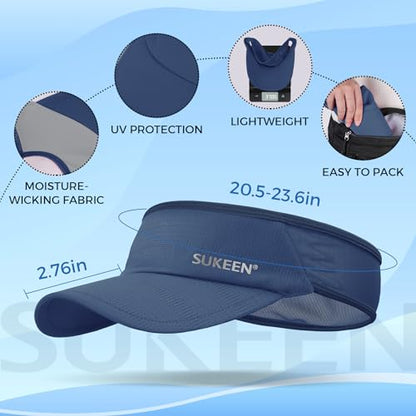 Sukeen Lightweight Sports Sun Visor Hat for Men Women - color: Navy Blue