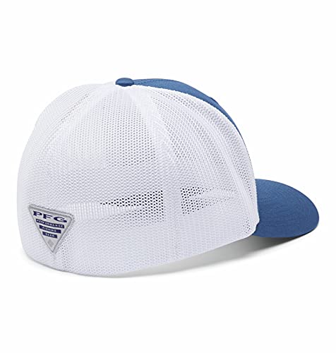 Columbia Unisex Adult PFG Logo Mesh Ball Cap - color: Night Tide/White, size: Small-Medium