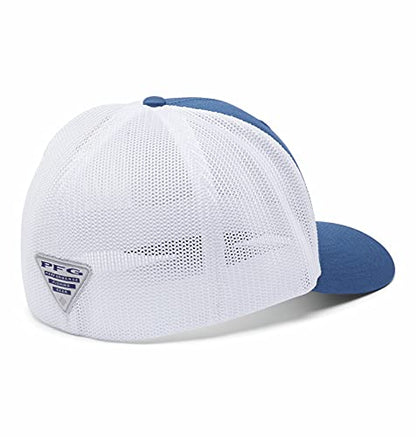 Columbia Unisex Adult PFG Logo Mesh Ball Cap - color: Night Tide/White, size: Small-Medium