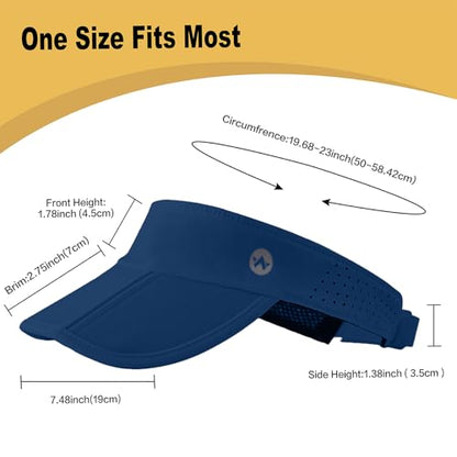 WANDER Sports Sun Visor Hat Mesh Foldable Brim for Men Women Running - color: Navy Blue