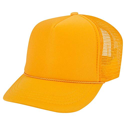 OTTO Polyester Foam Front Youth 5 Panel High Crown Trucker Hat - color: Gold