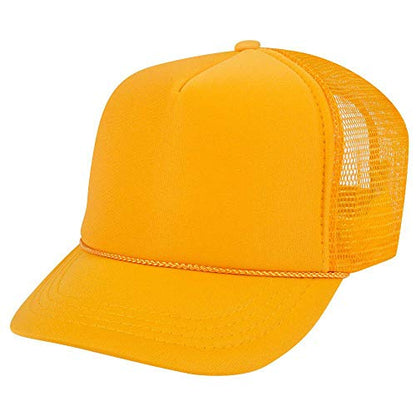 OTTO Polyester Foam Front Youth 5 Panel High Crown Trucker Hat - color: Gold