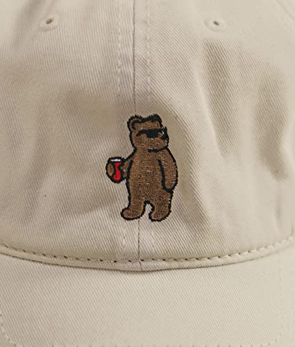 Riot Society Mens Embroidered Adjustable Dad Hat - color: Riot Bear Embroidered (Khaki)