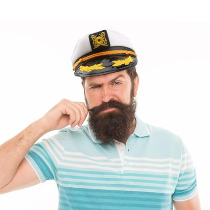 8 Pieces Captain Hats Adjustable White Sailors Navy Marine Admiral Caps for Yacht Theme Party Costume Accessory - color: Style 3
