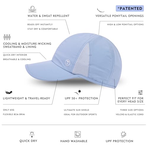 TOP-EX UPF 50+ Cooling Ponytail Baseball Cap for Women, Water-Resistant - color: Misty Periwinkle, size: One Size