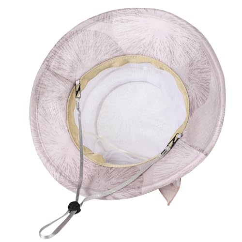 Women Flower Bowler Sun Hat Wide Brim Cloche Bucket Hat Foldable Breathable Wedding Church Tea Party Fascinator - color: Pink