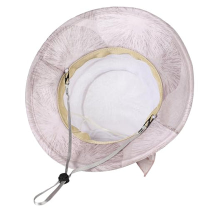 Women Flower Bowler Sun Hat Wide Brim Cloche Bucket Hat Foldable Breathable Wedding Church Tea Party Fascinator - color: Pink