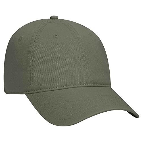 Ashen Fane 6 Panel Low Profile Garment Washed Superior Cotton Twill Dad Hat with Buckle - color: Ol. Green