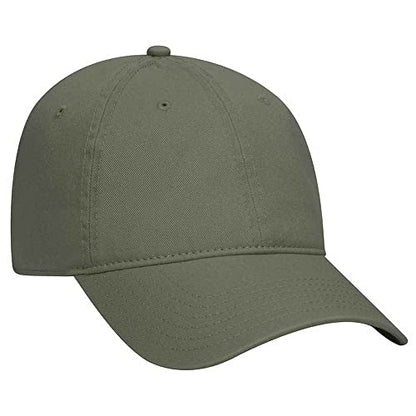 Ashen Fane 6 Panel Low Profile Garment Washed Superior Cotton Twill Dad Hat with Buckle - color: Ol. Green