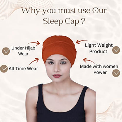 Chemo Hats Solid Sleep Cap Women's Bamboo Soft Headwear Cancer Cap Chemo Headwear Women - color: Cinnamonst