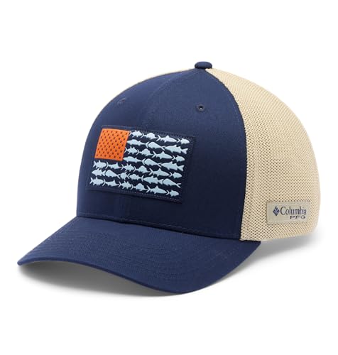Columbia Unisex PFG Logo Mesh Ball Cap - color: Collegiate Navy/Fish Flag, size: Large-X-Large