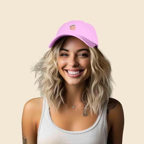 DALIX Peach Embroidered Dad Cap Cotton Baseball Hat Women - color: Light Pink