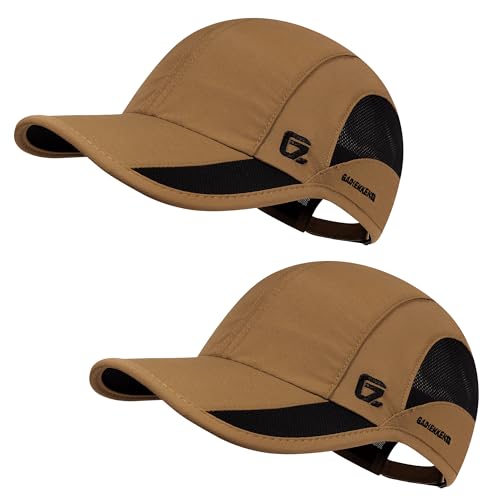GADIEMKENSD Outdoor Running Hat Breathable Mesh 2PACK - color: Camel+camel, size: 6 7/8-7 1/4