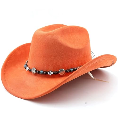 Lifup Western Cowboy Hat for Women Men Cowgirl Fedora Hat - color: Orange