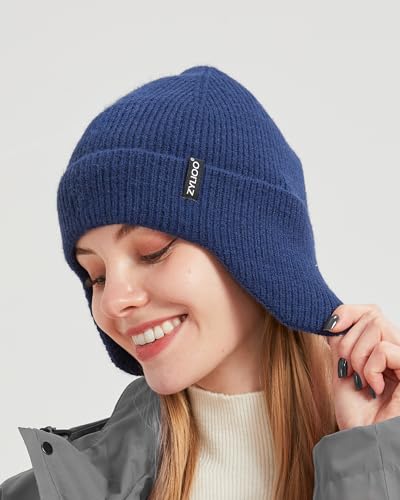 Zylioo XXL XL L Beanie for Big Heads Men Women, Ear Flap Winter Knit Hat - color: Black+gray+navy, size: X-Large-3X-Large