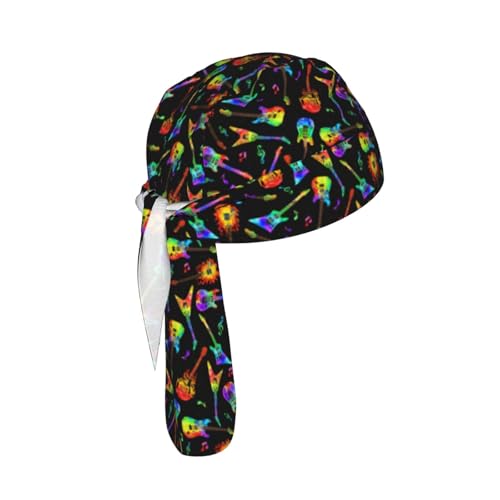 Do Rag Skull Cap Breathable Cycling Cap Adjustable Headscarf Helmet Liner for Men Women - color: Guitar Music