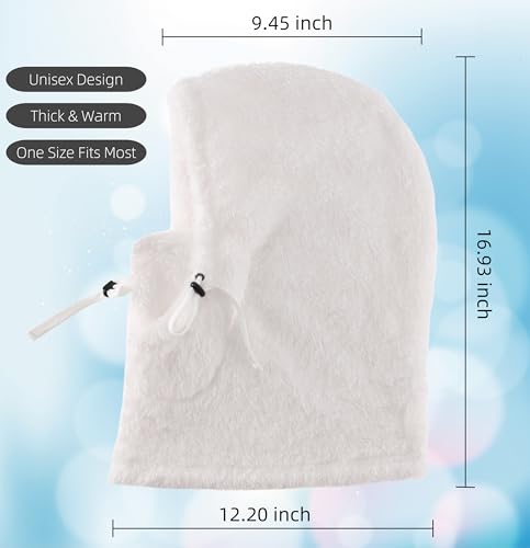 Connectyle Balaclava Hood Winter Hat for Men & Women Windproof One-Piece Fleece Hooded Scarf Ski Mask Cold Weather Hat - color: White