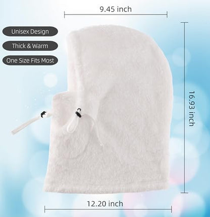 Connectyle Balaclava Hood Winter Hat for Men & Women Windproof One-Piece Fleece Hooded Scarf Ski Mask Cold Weather Hat - color: White
