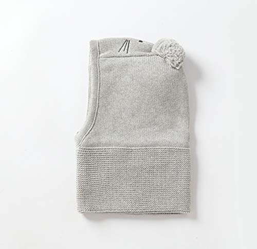 Baby Toddler Kids Winter Hats Warm Windproof Knit Scarf Hood Fleece Hat - color: Grey, size: 2-6 Years