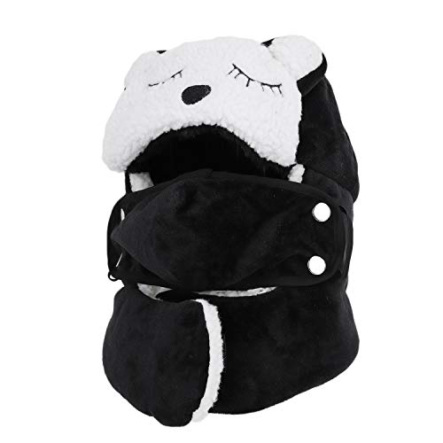 Cute Kids Winter Hat Baby Boy Girl Windproof Ski Mask Balaclava Trapper Cap Fur Fleece Warm Earflap Beanie Snow Hat - color: Black