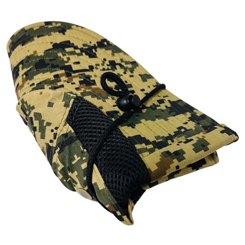 Packable and Adjustable Mesh Boonie Sun Hat with Neck Flap - color: Green/Tan Digital Camo