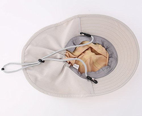 Connectyle Kids Sun Hat Adjustable Fishing Hat for Boys Grils Breathable UPF 50+ Protection Outdoor Beach Hat with Neck Flap - color: Khaki