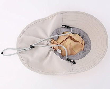 Connectyle Kids Sun Hat Adjustable Fishing Hat for Boys Grils Breathable UPF 50+ Protection Outdoor Beach Hat with Neck Flap - color: Khaki