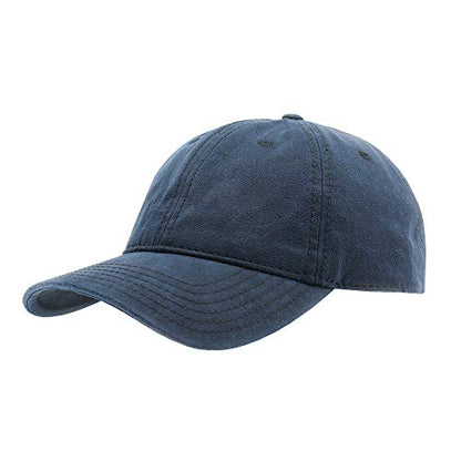 Heavy Washed Coated Canvas Wax-Look Adjustable Low Profile Men Women Baseball Cap - color: Unstructured Navy