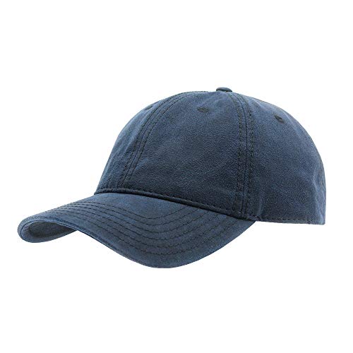 Heavy Washed Coated Canvas Wax-Look Adjustable Low Profile Men Women Baseball Cap - color: Unstructured Navy