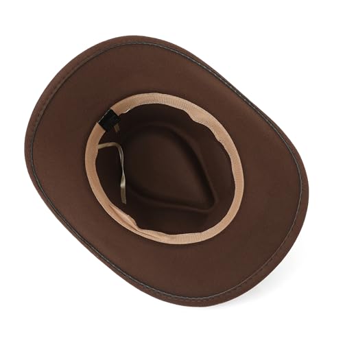 Western Cowboy Hat for Men and Women – Classic Western Style Leather Trim - color: Coffee