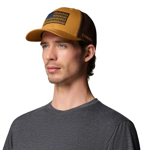 Columbia Unisex Adult PFG Logo Mesh Ball Cap - color: Maple Sugar/Tobacco, size: Small-Medium