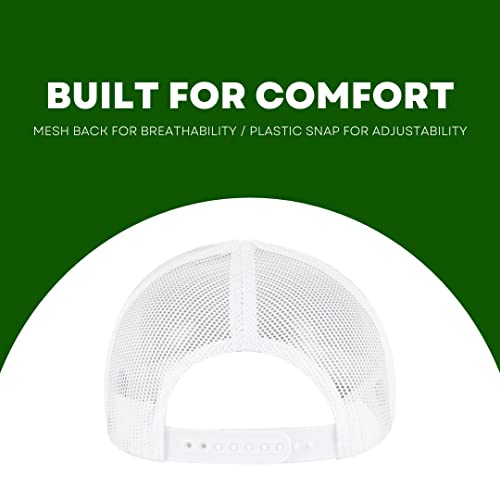 LINDO Trucker Hat [ Great Outdoors Design ] for Men and Women: Mid Profile Cap with Breathable Mesh Back and Adjustable Snap - color: Navy/White