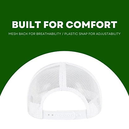 LINDO Trucker Hat [ Great Outdoors Design ] for Men and Women: Mid Profile Cap with Breathable Mesh Back and Adjustable Snap - color: Navy/White