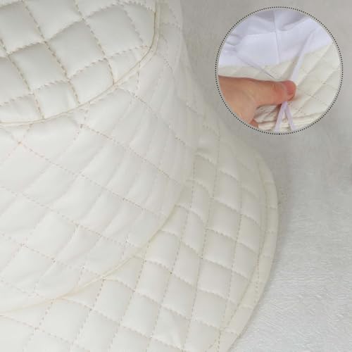 MILAKOO Warmly Quilted Bucket Hat for Women Men Rhombus-Grid Fisherman Cap Retro Plaid Puffer Hearwear - color: White