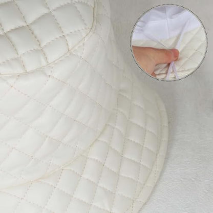 MILAKOO Warmly Quilted Bucket Hat for Women Men Rhombus-Grid Fisherman Cap Retro Plaid Puffer Hearwear - color: White