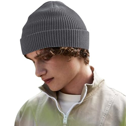 Beechfield B52N Organic Cotton Waffle Beanie - color: Graphite Grey