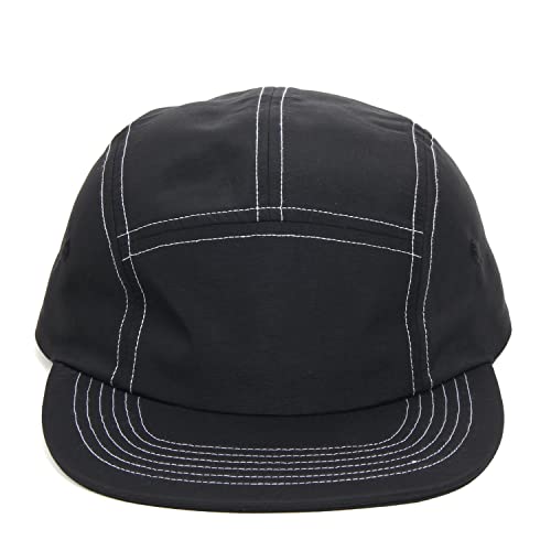5 Panel Baseball Cap Camp Cap Taslon Short Brim Cap Quick Dry Hat Flat Bill Big Size Large Caps Oversize Running Hat - color: Black&white, size: 7 1/4